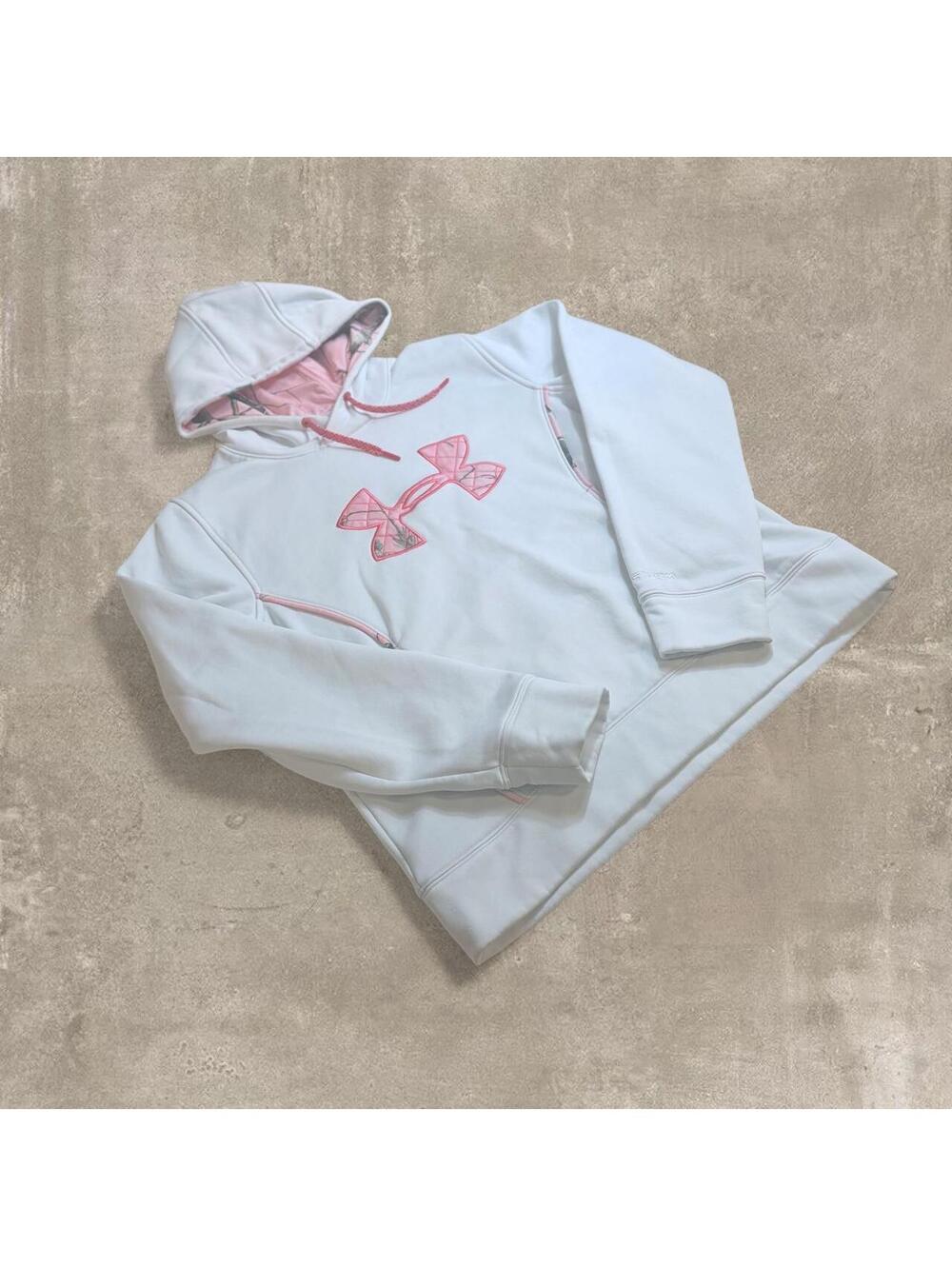 Under Armour Women's L White Pink Realtree Camo Hoodie UA Storm Sweatshirt